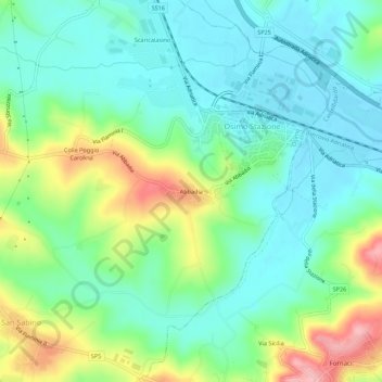 Carte topographique Abbadia, altitude, relief