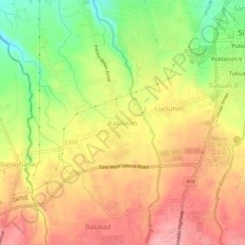 Carte topographique Kalubkob, altitude, relief