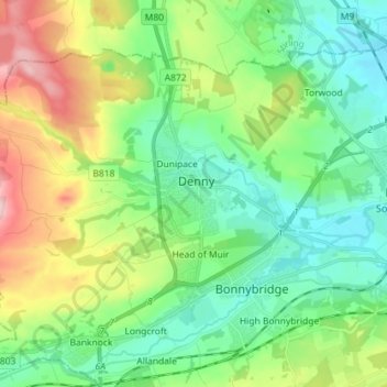 Carte topographique Denny, altitude, relief