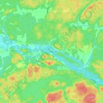 Carte topographique Field, altitude, relief