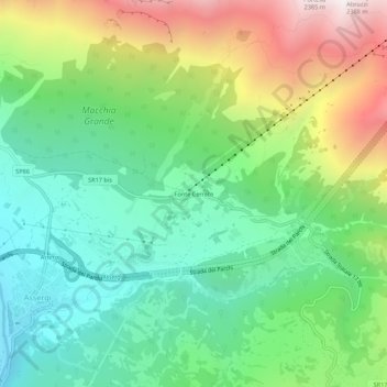 Carte topographique Fonte Cerreto, altitude, relief