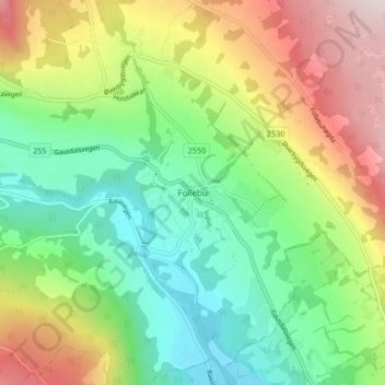 Carte topographique Follebu, altitude, relief