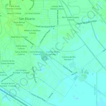 Carte topographique Colonia del Rio Number 1, altitude, relief