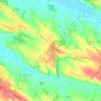 Carte topographique Le Vigné, altitude, relief