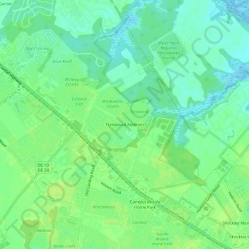 Carte topographique Fieldwood Addition, altitude, relief