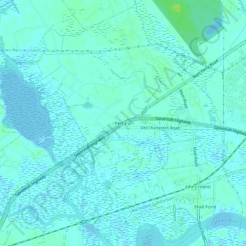 Carte topographique Red Top, altitude, relief