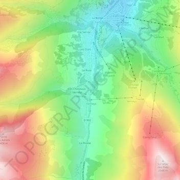 Carte topographique Les Verneys, altitude, relief
