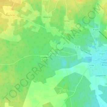 Carte topographique Le Comte, altitude, relief