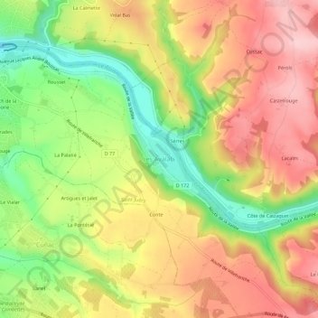 Carte topographique Les Avalats, altitude, relief
