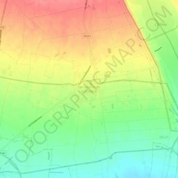 Carte topographique San Leonardo Valcellina, altitude, relief