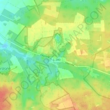 Carte topographique Oberohe, altitude, relief