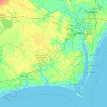 Carte topographique Sullivan Island, altitude, relief