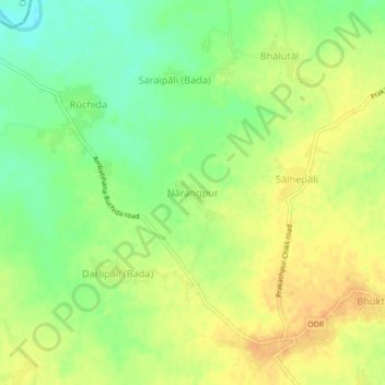 Carte topographique Narangpur, altitude, relief