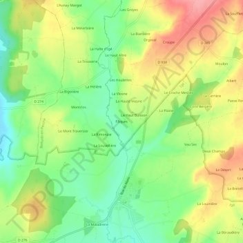 Carte topographique Pâques, altitude, relief