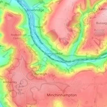 Carte topographique Brimscombe, altitude, relief