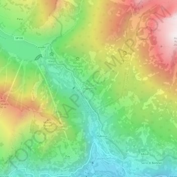 Carte topographique Villaretto, altitude, relief