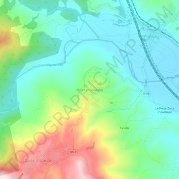 Carte topographique Monterubiaglio, altitude, relief