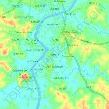 Carte topographique Estrela, altitude, relief