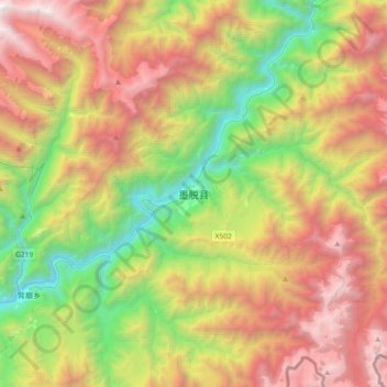 Carte topographique 墨脱县, altitude, relief