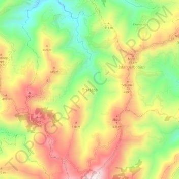 Carte topographique Ortatepe, altitude, relief