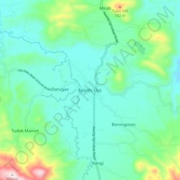Carte topographique North Upi, altitude, relief