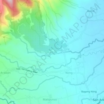 Carte topographique Bulihan, altitude, relief