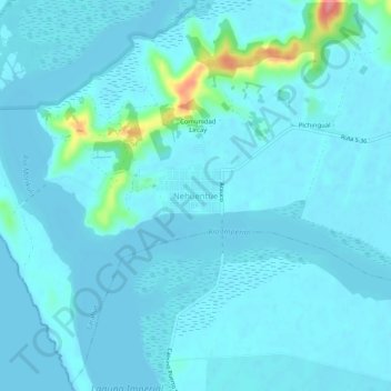 Carte topographique Nehuentúe, altitude, relief