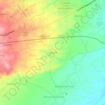 Carte topographique Santol, altitude, relief