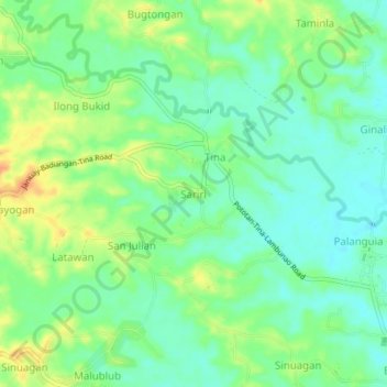 Carte topographique Sariri, altitude, relief