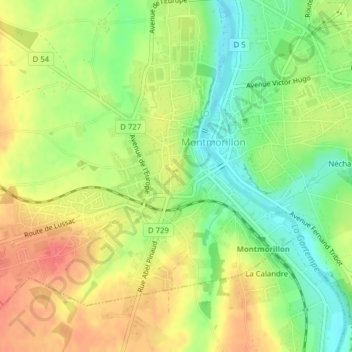 Carte topographique La Maison Dieu, altitude, relief