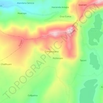 Carte topographique Condoriquina, altitude, relief