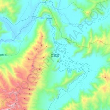 Carte topographique 定结县, altitude, relief