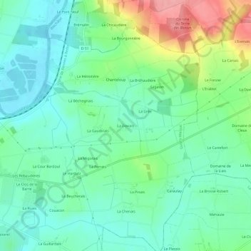 Carte topographique La Daviais, altitude, relief