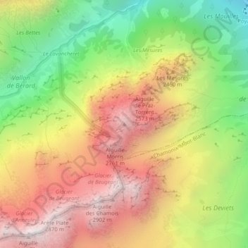 Carte topographique Aiguille de Mesure, altitude, relief