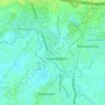 Carte topographique Citeureup, altitude, relief