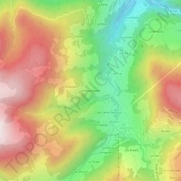Carte topographique Les Maisonettes, altitude, relief