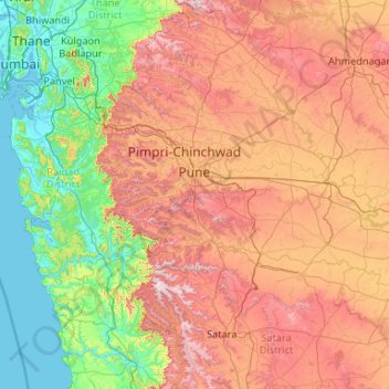 Carte topographique Katraj Ghat, altitude, relief