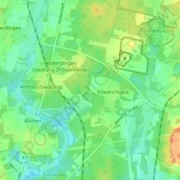 Carte topographique Drögenheide, altitude, relief