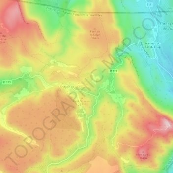 Carte topographique Canto Perdix, altitude, relief