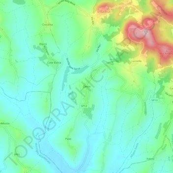 Carte topographique Zanco, altitude, relief