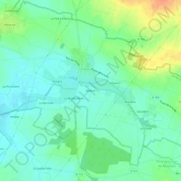 Carte topographique Madrid, altitude, relief