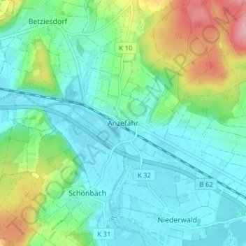 Carte topographique Anzefahr, altitude, relief