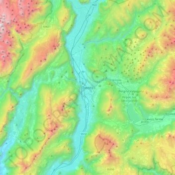 Carte topographique Trente, altitude, relief