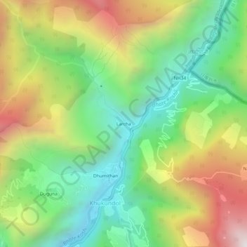 Carte topographique Larcha, altitude, relief