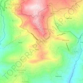 Carte topographique Madonnuzza, altitude, relief