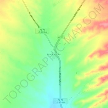 Carte topographique Oracle Junction, altitude, relief