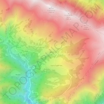 Carte topographique Morelli, altitude, relief