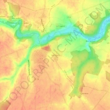 Carte topographique Les Cloux, altitude, relief
