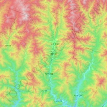 Carte topographique 佛坪县, altitude, relief