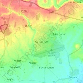 Carte topographique Carterton, altitude, relief